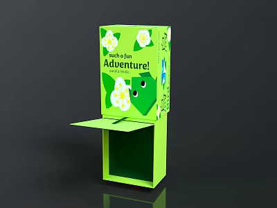 Kids Fun Adventure Green Paper Display Stand With White Flower Decorations 3d model