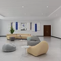 Modern Bright Service Hall With Service Counters Waiting Seats And Large Windows
