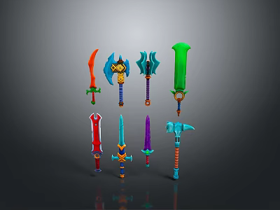 Cold weapons Sword Axe Hook Fork Spear Trident Melee Weapon Military 3d model