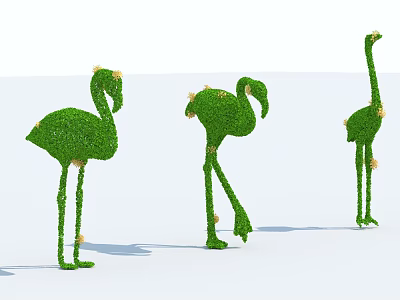 Modern Grass Carving Flying Bird Flamingo 3d model