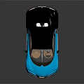 Sleek Blue Bugatti Sports Car With Black Roof Brown Interior Silver Wheels
