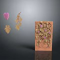 Carved Wooden Panel With Purple Grape Clusters Leaves And Vines Design