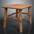 Rustic Wooden Stool Furniture With Natural Wood Finish And Sturdy Legs
