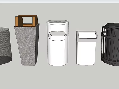 Public Facilities Trash Bins With Various Designs And Different Styles 3d model
