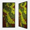 Two Vertical Abstract Wall Art Pieces With Green Yellow Brown Textured Patterns