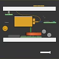 Computer Internal Components Exploded View With Green Circuit Board Yellow Chips And Red Green Buttons 3d model
