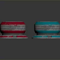 Colorful Circular Equipment with Yellow Orange Red Blue Bases and Numbered Tops