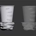 White And Transparent Plastic Cups With Ribbed Design And Stackable Structure 3d model