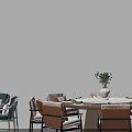Modern Round Dining Table Sets Featuring Green Brown Chairs And Tabletops 3d model