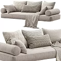 Comfy Modern Sofa Bench With Plush Pillows And Woven Blanket In Living Space
