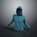 Blue Hooded Knitted Sweater Daily Life Essential Casual Wear Item