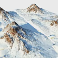 Majestic Snowy Mountain Landscape With Rocky Peaks And Snow Covered Valleys