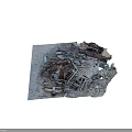 Pile of Construction Debris with Wooden Planks Metal Scrap and Rubble