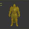 3D Model of Green and Gold Medieval Armor With Intricate Decorative Patterns and Metallic Finish