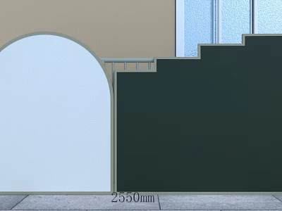 Modern Kindergarten Interior Design With Arched Doorway Staircase And Blackboard Wall 3d model