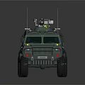 Green Armored Functional Vehicle With Military Equipment And Rugged Tires