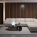 Sofa Coffee Table Combination Living Room Space L-shaped Multi-person Sofa Decorative Lamp Sculpture Bookcase 3d model