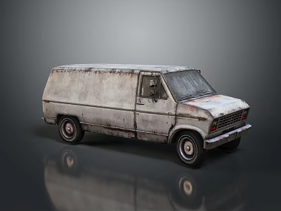 Old Rusty Vintage Van With Worn Out Exterior And Classic Design 3d model