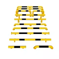 Road Safety Barriers In Yellow And Black Stacked Design For Traffic Facilities
