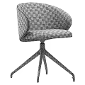 Modern Table and Chair Set Featuring Curved Backrest and Trident Base in Beige Black Gray