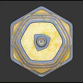 Layered Octagonal Scene Component With Yellow Gray Grid Texture And Central Circular Hole