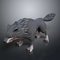 Fantasy Gray Wolf Character With Sharp Fangs And Detailed Fur In Crouching 3D Pose