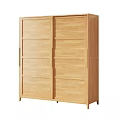 Light Wood Sliding Door Wardrobe In Minimalist Room With Wooden Floor And Wall Art