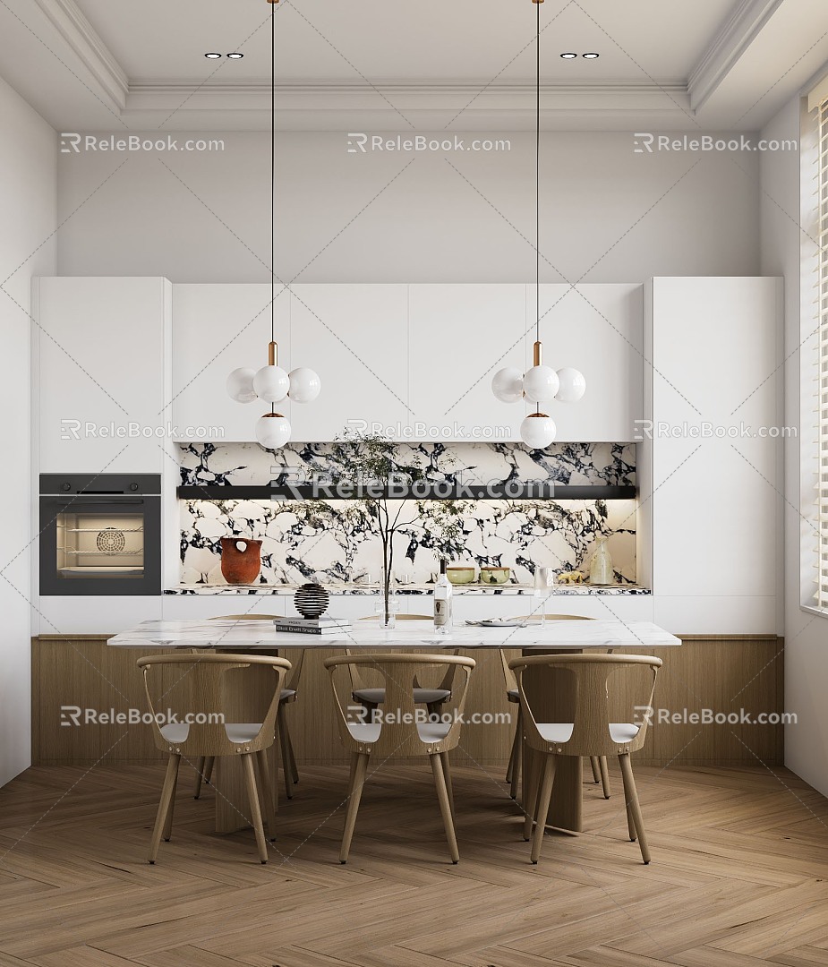 Nordic Restaurant Open Kitchen 3d model