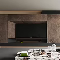 Modern TV Wall with Textured Panels and Floating Shelf Decorative Design 3d model