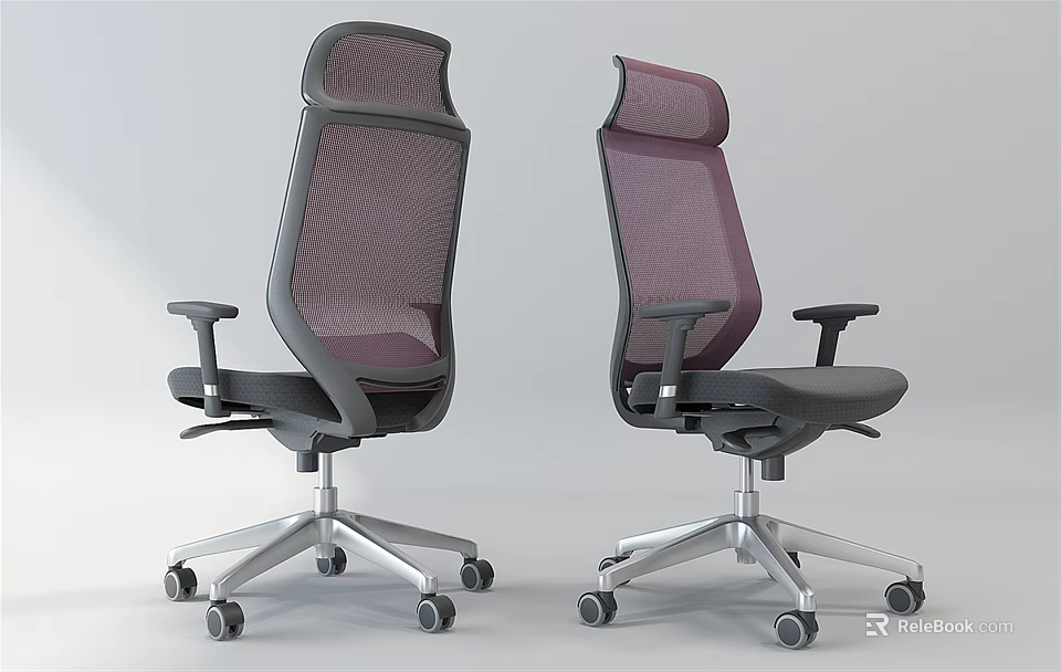 Modern Ergonomic Office Chairs With Breathable Mesh Back And Silver Base Wheels 3d model
