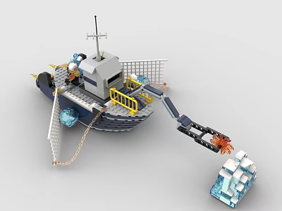 LEGO toy blocks icebreaker fishing boat ship 3d model