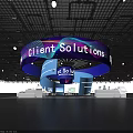 Orient Solutions Exhibition Booth With Large Curved LED Screen And Colorful Lighting
