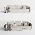 Light Gray Modern Sectional Sofa With Throw Pillows And Knitted Blanket 3d model