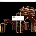Event Gate Line Art Design In Traditional Style With Arched Structure And Golden Frame