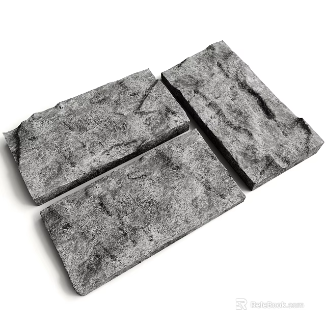 Solid Stone Wood Blocks Featuring Textured Surface And Natural Gray Tone 3d model 