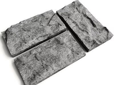 Solid Stone Wood Blocks Featuring Textured Surface And Natural Gray Tone 3d model