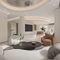 Modern Luxury Beauty Salon Waiting Area With Sofa Coffee Table And City View