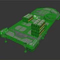Futuristic Spacecraft Module With Platform Structure Equipment Modules And Docking Port