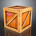 Wooden Crate With Fragile Label And Diagonal Reinforced Wooden Straps For Packaging