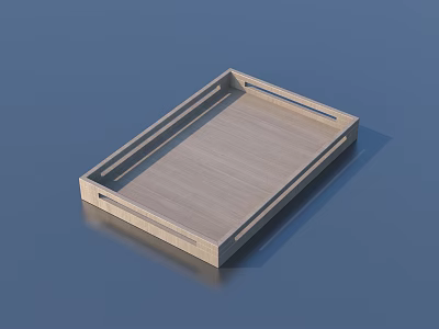 Wooden Serving Tray With Rectangular Design And Handles For Home Daily Use 3d model