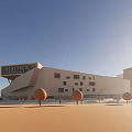 Modern Building Exterior Design With Light Colored Facade Surrounding Trees And Blue Sky