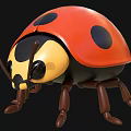 Adorable 3D Ladybug Figure With Red Shell Black Spots Yellow Head And Brown Legs
