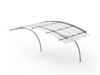 Arched Outdoor Canopy Design With Transparent Roof And Metal Brackets 3d model