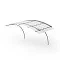 Arched Outdoor Canopy Design With Transparent Roof And Metal Brackets