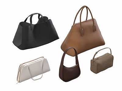 Stylish Women's Leather Handbags In Black Brown Beige And Various Classic Designs 3d model