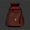 Red Leather Utility Bag With Stitched Details Drawstring Top And Textured Surface 3d model