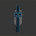 Blue Futuristic Sci Fi Weapon With Metallic Body Energy Ring And Grip