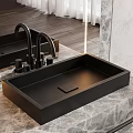 Modern Bathroom Vanity With Marble Countertop Round Mirror And Wooden Accents