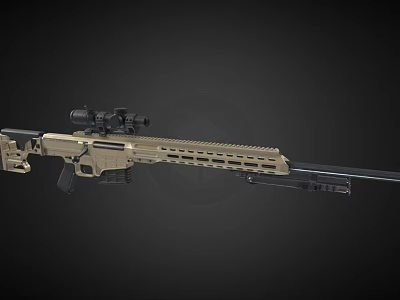 Modern Tactical Rifle With Desert Tan Finish Scope Attachment And Rail System 3d model