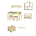Nordic Children's Table and Chair Children's Table and Chair Combination Storage Box 3d model
